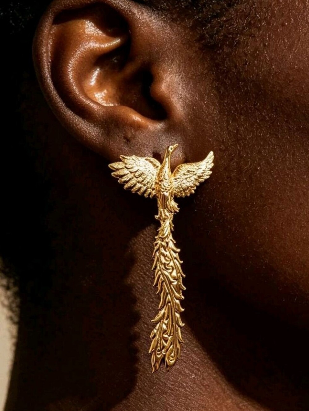 NEW! Statement Gold Phoenix Drop Post Earrings - Women Jewelry